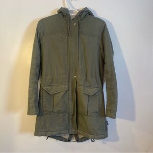 Patagonia Prairie Dawn Hooded Parka Jacket Sherpa Lined Womens Small Green